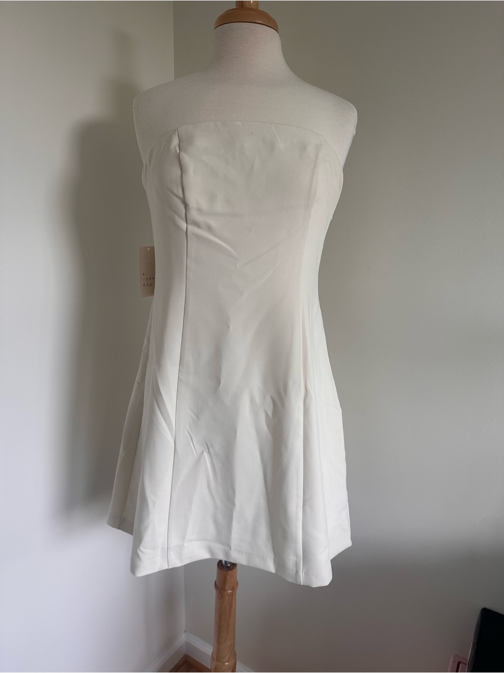 Strapless White A-Line Dress